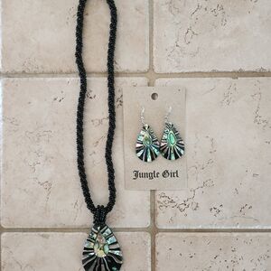 Abalone Necklace & Pierced Earring Set